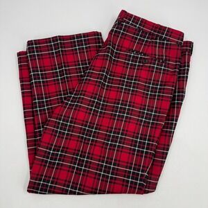 Paul Fredrick Mens Plaid Wool Dress Pants Red Black White Tartan 40W Trousers